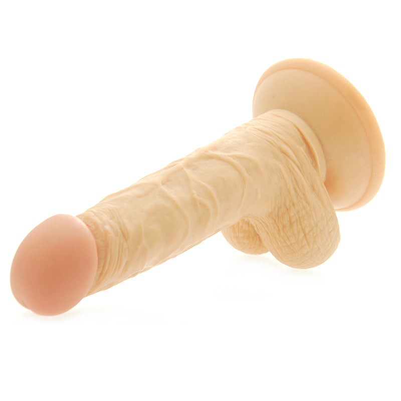 6 Inch Realistic Dong with Scrotum|Side View|"scrotum detail - side view"