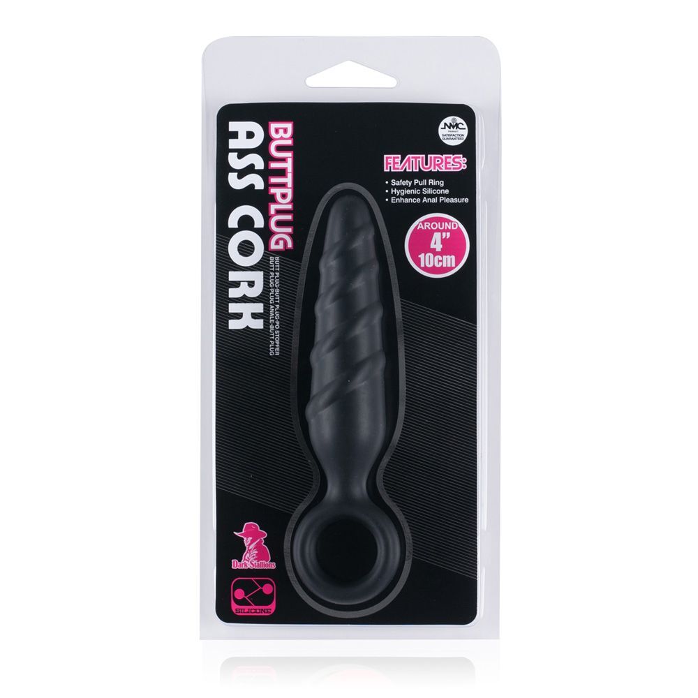 Dark Stallions Ass Cork 4 Inch Silicone Butt Plug|Side View|"stallion design-side view"|