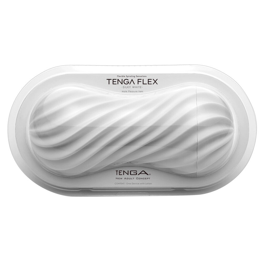 Tenga Flex Silky White Masturbator|Front View|"flex design - front view"