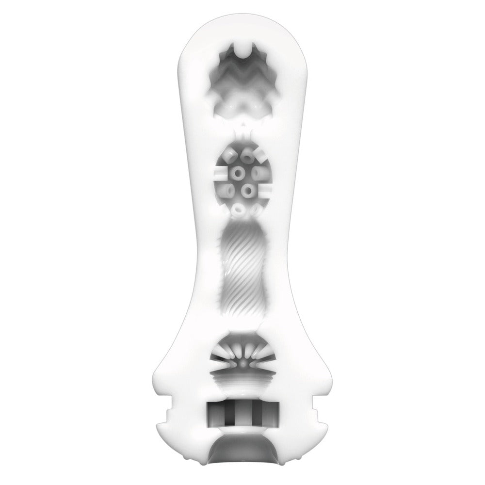 Tenga Flex Silky White Masturbator|Side View|"silky detail - side view"
