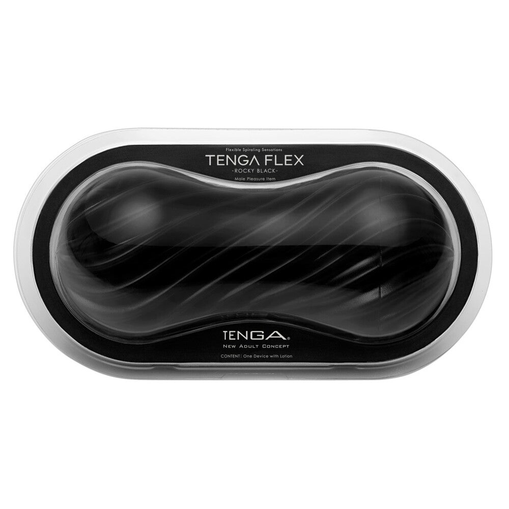 Tenga Flex Rocky Black Masturbator|Front View|"flex design - front view"