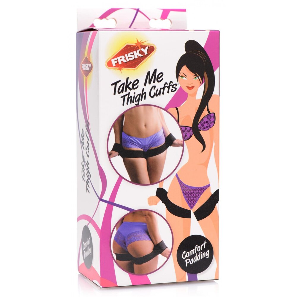 Frisky Take Me Thigh Cuffs|Detail View|"cuff features-detail view adult toys direct"|