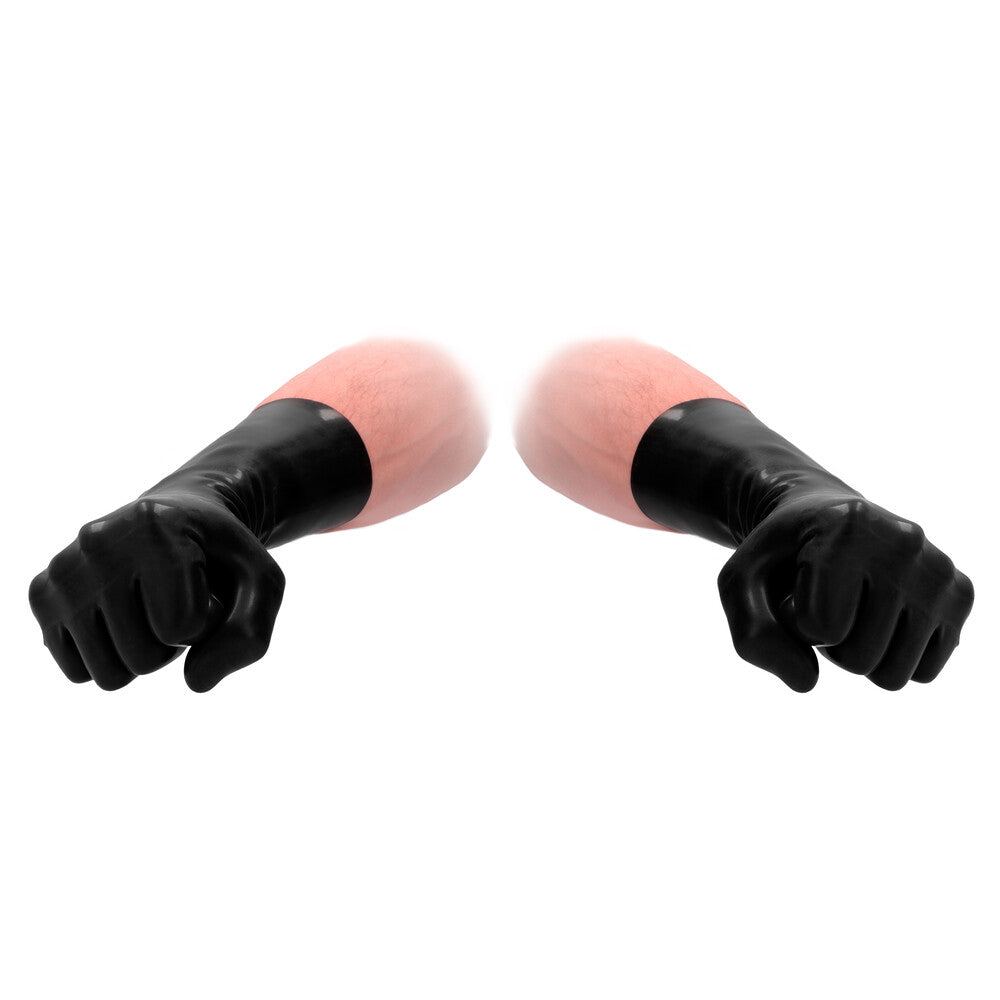 Fist-It-Black-Latex-Short-Gloves|Front View|"premium latex gloves-front view"