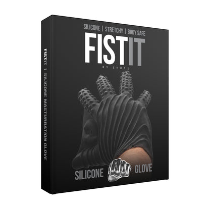 Fist It Black Textured Masturbation Glove|Side View|"glove detail - side view"