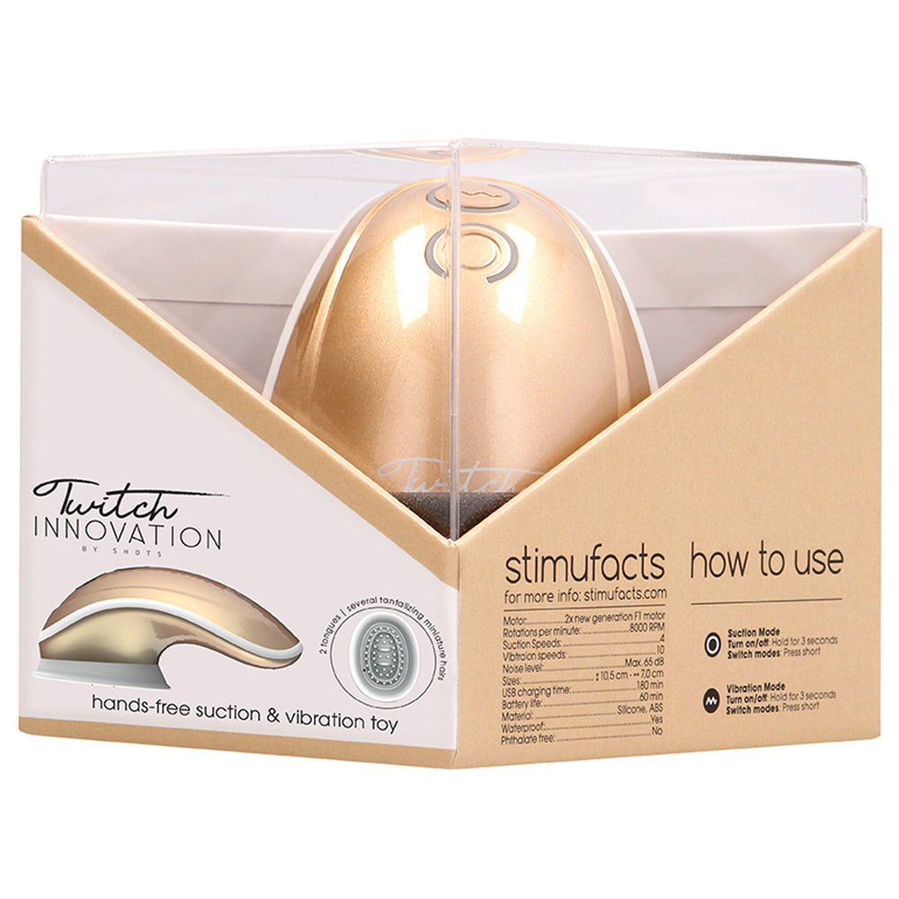 Twitch Gold Hands Free Suction And Vibration Toy|Kit View|"Complete pleasure system - kit view"