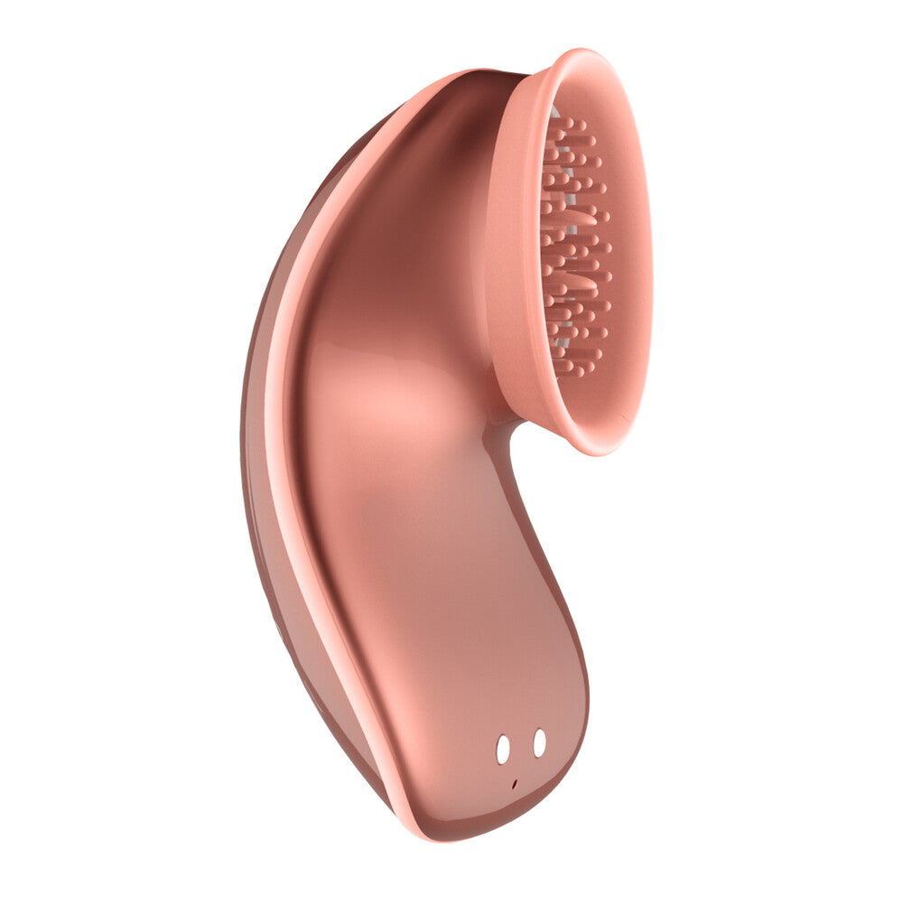 Twitch Rose Gold Hands Free Suction And Vibration Toy|Front View|"Rose gold suction vibrator - front view"
