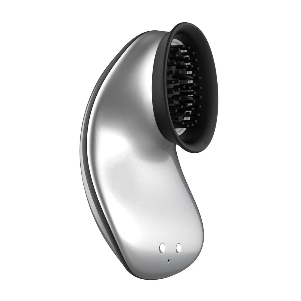 Twitch Silver Hands Free Suction And Vibration Toy|Front View|"Silver suction vibrator - front view"