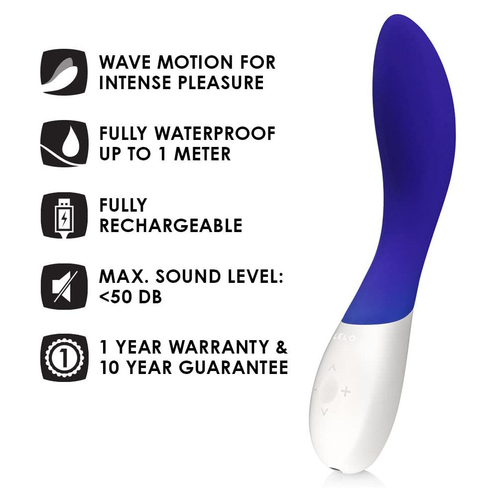 Lelo-Mona-Wave-Vibrator-Midnight-Blue|Side View|"wave design-side view"
