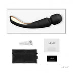 Lelo Smart Wand 2 Large Black | Detail | "wireless rechargeable massage wand controls - detail view"