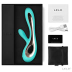Lelo Soraya 2 Dual Rabbit Vibrator Aqua|Side View|"Premium rabbit stimulator - side view"