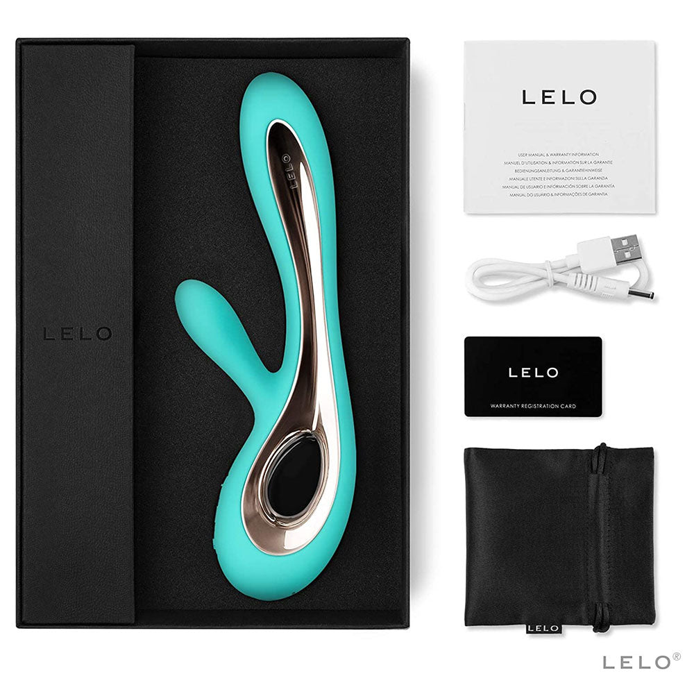 Lelo Soraya 2 Dual Rabbit Vibrator Aqua|Side View|"Premium rabbit stimulator - side view"