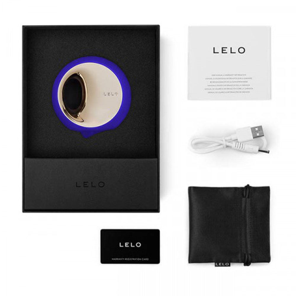 Lelo Ora 3 Deep Midnight Blue Oral Sex Stimulator|Side View|"Premium pleasure device - side view"