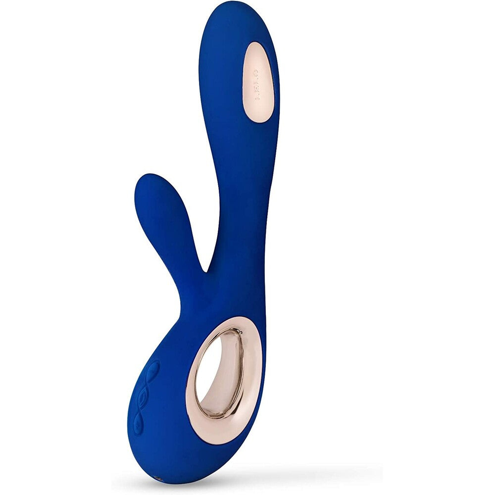 Lelo Soraya Wave Dual Action Vibrator Midnight Blue|Front View|"Midnight blue dual vibrator - front view"