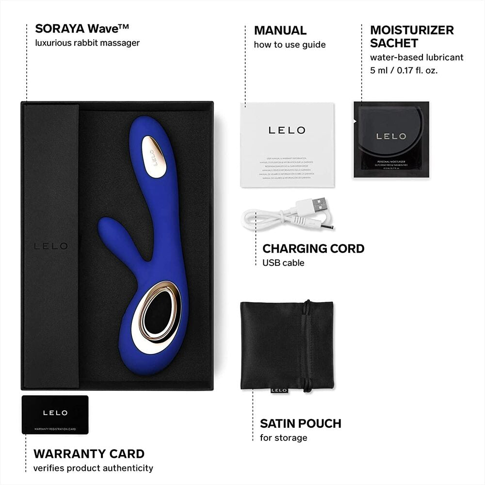 Lelo Soraya Wave Dual Action Vibrator Midnight Blue|Detail View|"Multi-function controls - detail view"