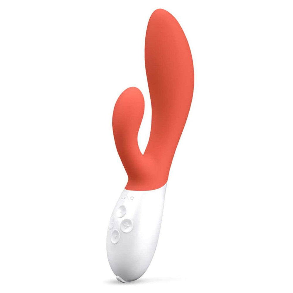 Lelo Ina 3 Dual Action Massager Coral|Front View|"Coral dual action luxury vibrator - front view"