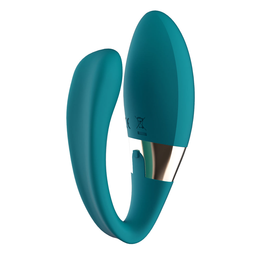 Lelo Tiani Duo Couples Massager Ocean Blue|Side View|"Premium couples device - side view"
