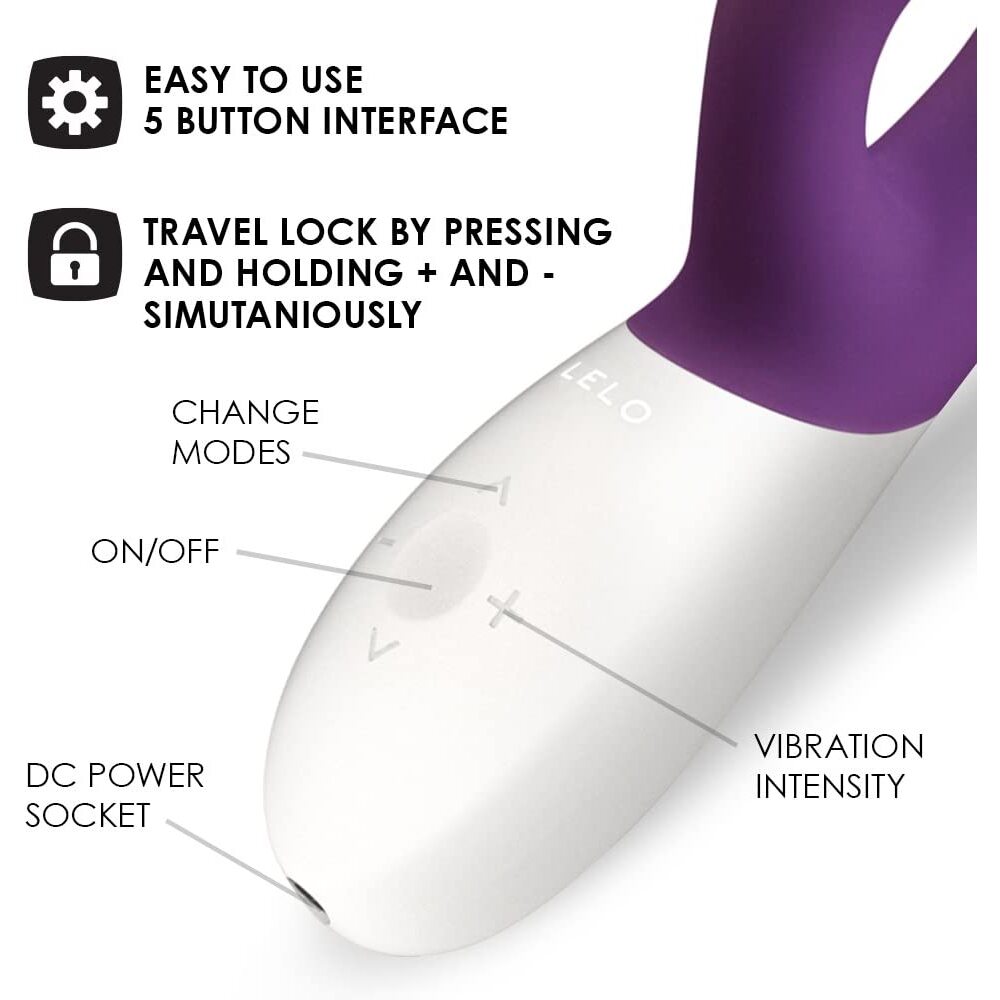 Lelo-Ina-Wave-2-Luxury-Rechargeable-Vibe-Plum|Side View|"dual stimulation design-side view"