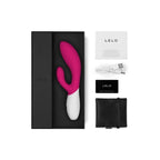 Lelo-Ina-Wave-2-Luxury-Rechargeable-Vibe-Cerise|Side View|"dual stimulation design-side view"