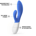 Lelo-Ina-Wave-2-Luxury-Rechargeable-Vibe-Blue|Side View|"dual stimulation design-side view"