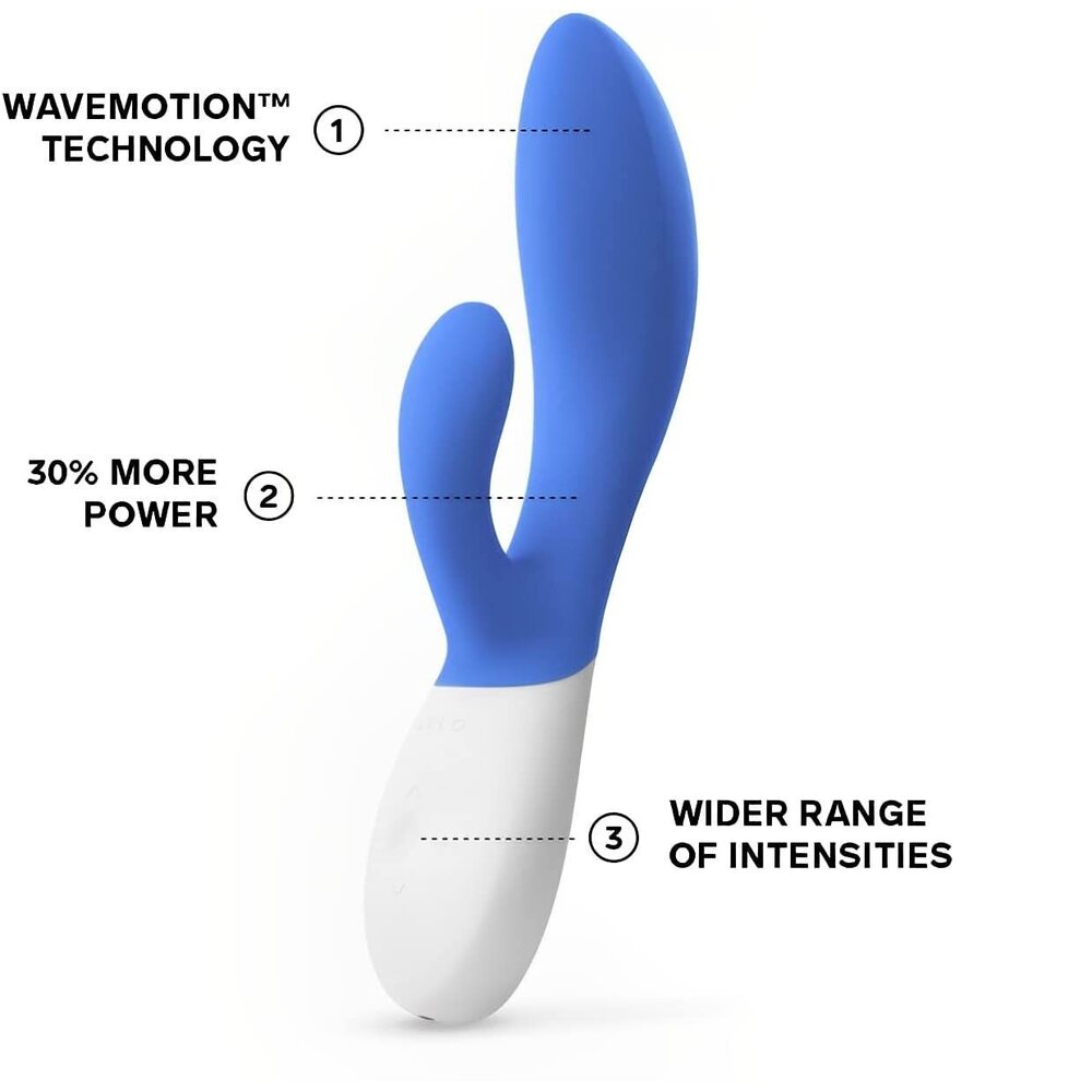 Lelo-Ina-Wave-2-Luxury-Rechargeable-Vibe-Blue|Side View|"dual stimulation design-side view"