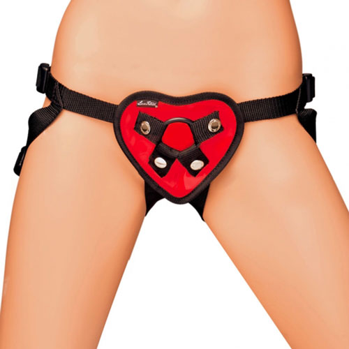 Lux Fetish Red Heart Harness|Front View|"heart design - front view"