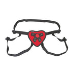 Lux Fetish Red Heart Harness|Side View|"decorative fit - side view"