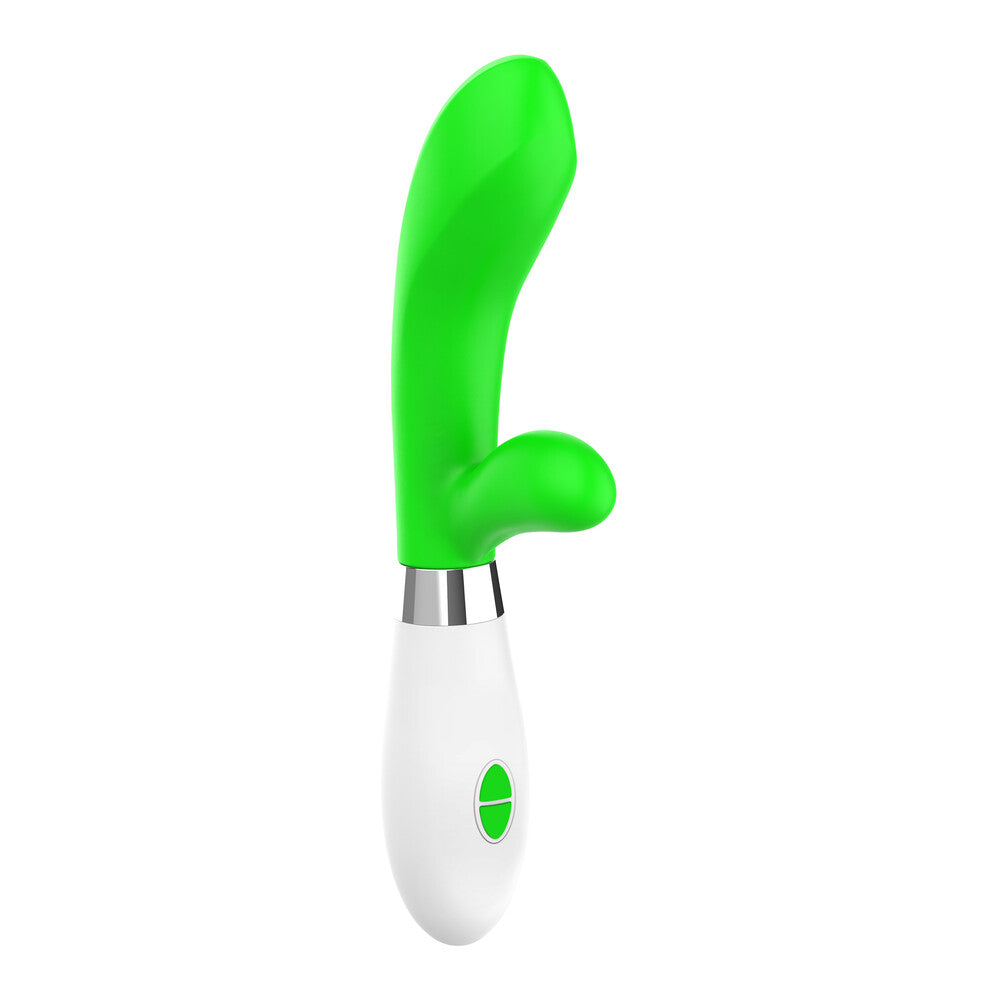 Luminous Achilles Ultra Soft Clit Stim Vibe Green|Front View|"Green silicone clitoral stimulator - front view"