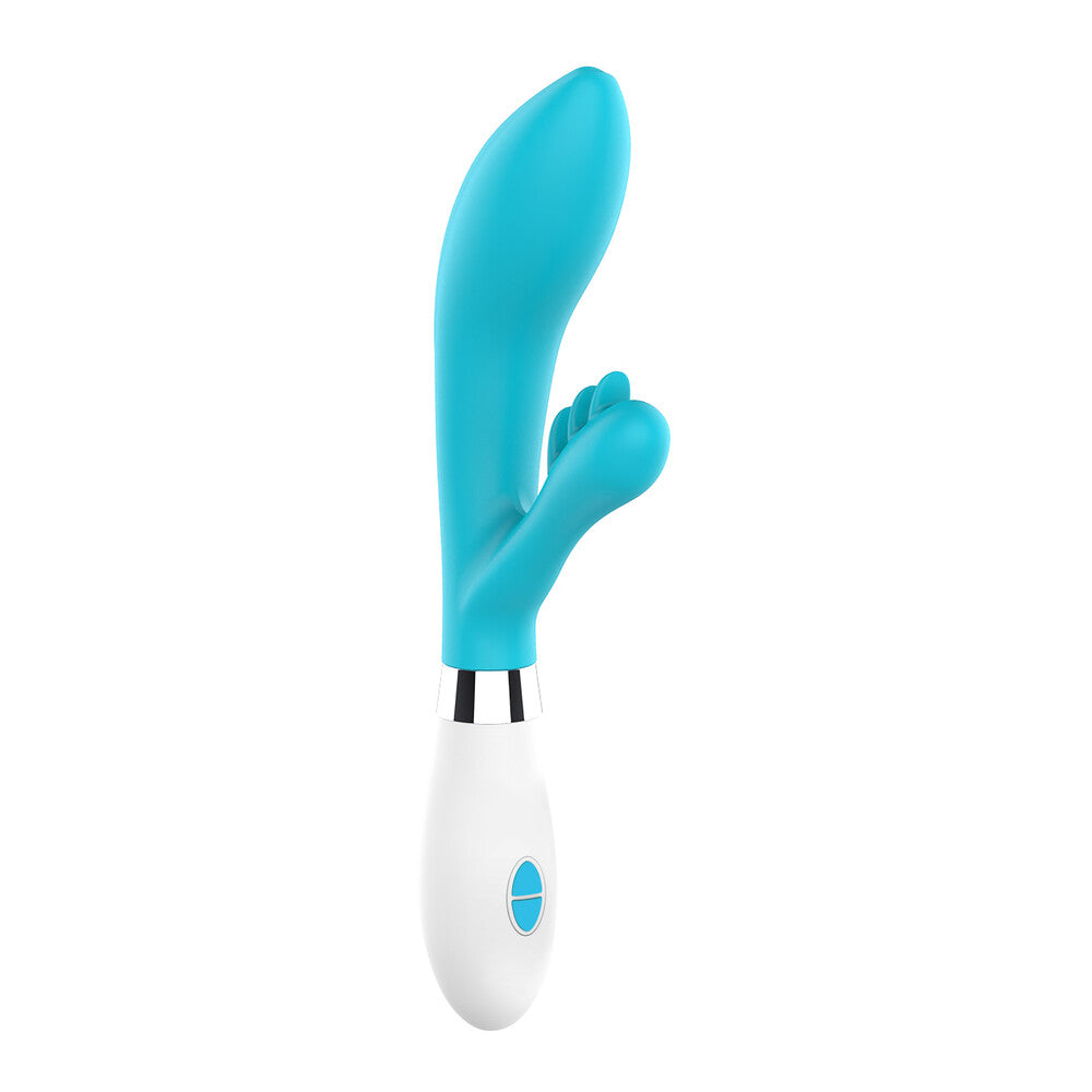Luminous Agave Ultra Soft Clit Stim Vibe Blue|Front View|"Blue silicone clitoral stimulator - front view"