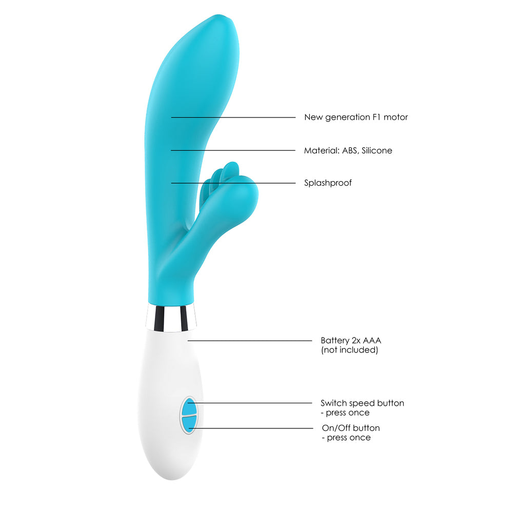 Luminous Agave Ultra Soft Clit Stim Vibe Blue|Side View|"Ultra-soft vibrating device - side view"