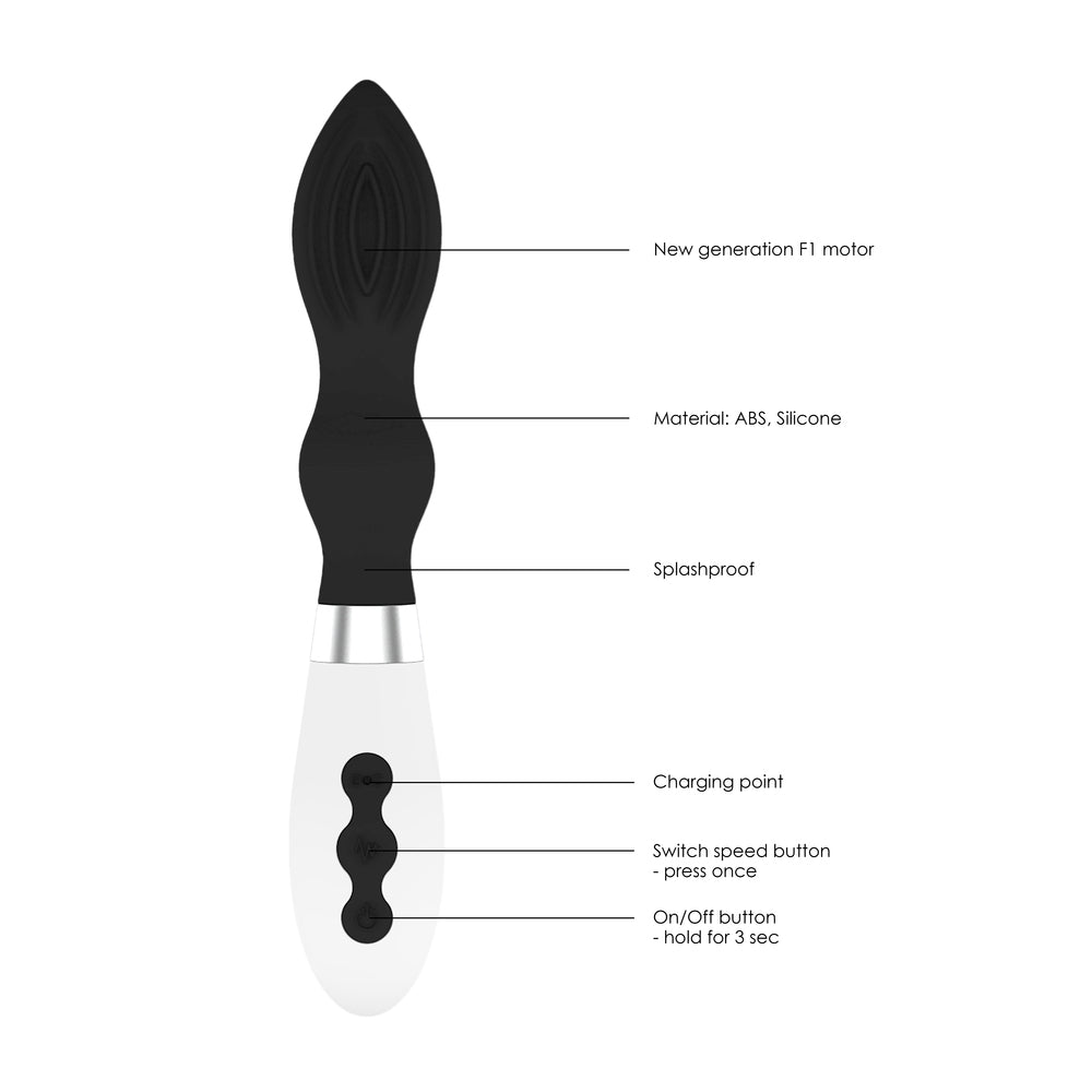 Astraea Rechargeable Vibrator Black | Detail | "digital control panel - detail view"