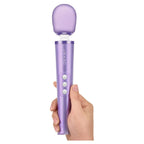 Le Wand Petite Rechargeable Vibrating Massager Violet | Angle | "compact violet design - angle view"