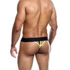 Male Basics Neon Thong Yellow|Side View|"thong features-side view"|