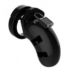Man Cage 01 Male 3.5 Inch Black Chastity Cage|Front View|"black cage design-front view adult toys direct"|