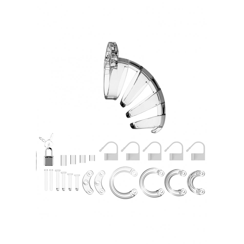 Man Cage 02 Male 3.5 Inch Clear Chastity Cage|Side View|"cage detail-side view adult toys direct"|