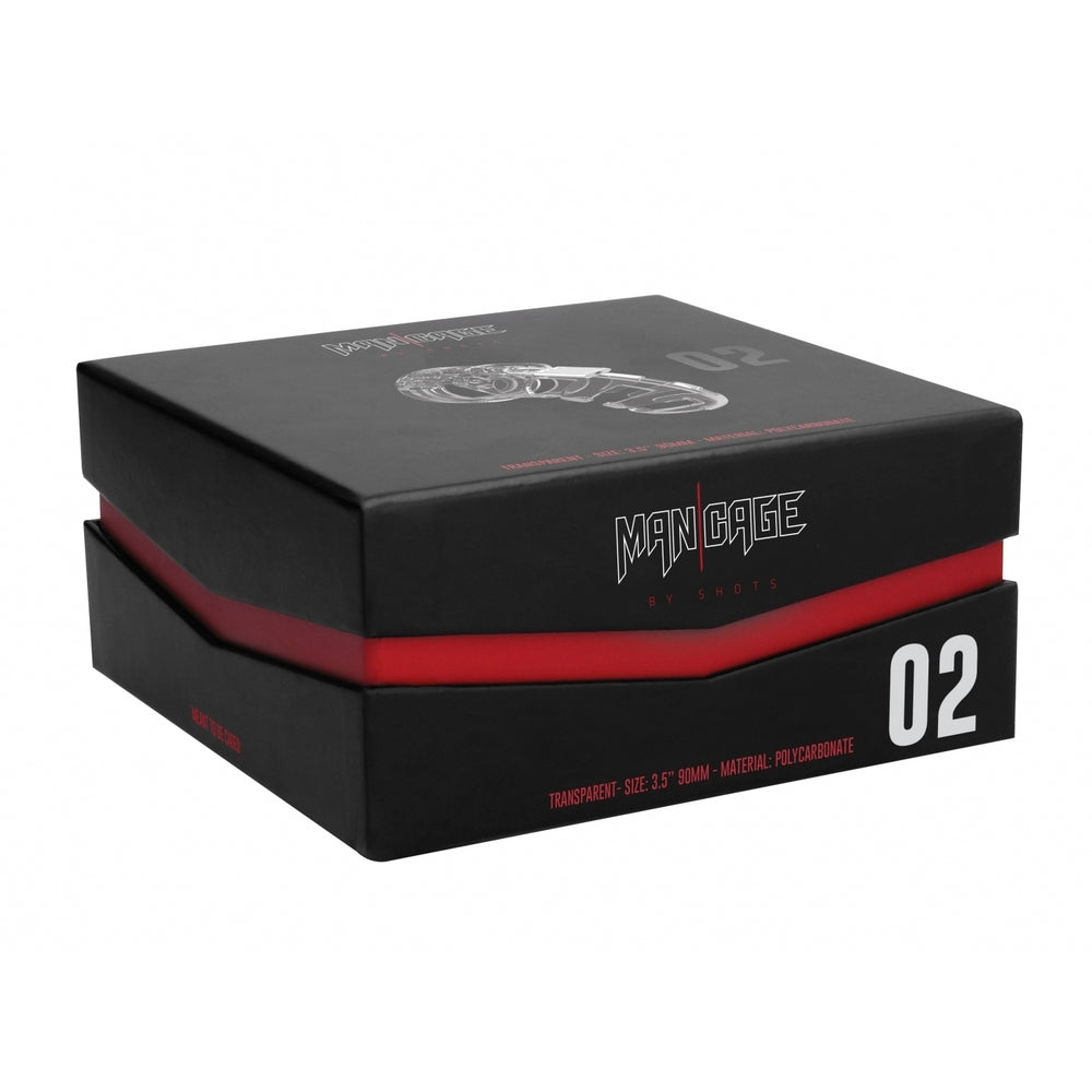 Man Cage 02 Male 3.5 Inch Clear Chastity Cage|Back View|"lock system-back view adult toys direct"|