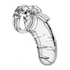 Man Cage 03 Male 4.5 Inch Clear Chastity Cage|Front View|"clear cage design-front view adult toys direct"|