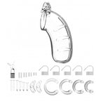 Man Cage 03 Male 4.5 Inch Clear Chastity Cage|Side View|"cage detail-side view adult toys direct"|