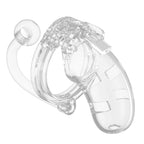 Man Cage 10 Male 3.5 Inch Clear Chastity Cage With Anal Plug|Front View|"combo cage system-front view adult toys direct"|