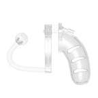 Man Cage 11 Male 4.5 Inch Clear Chastity Cage With Anal Plug|Side View|"plug detail-side view adult toys direct"|