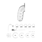 Man Cage 12 Male 5.5 Inch Clear Chastity Cage With Anal Plug|Back View|"lock mechanism-back view adult toys direct"|