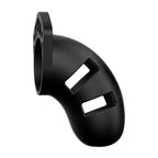 Man Cage 20 Male 3.5 Inch Black Silicone Chastity Cage|Front View|"silicone cage design-front view adult toys direct"|