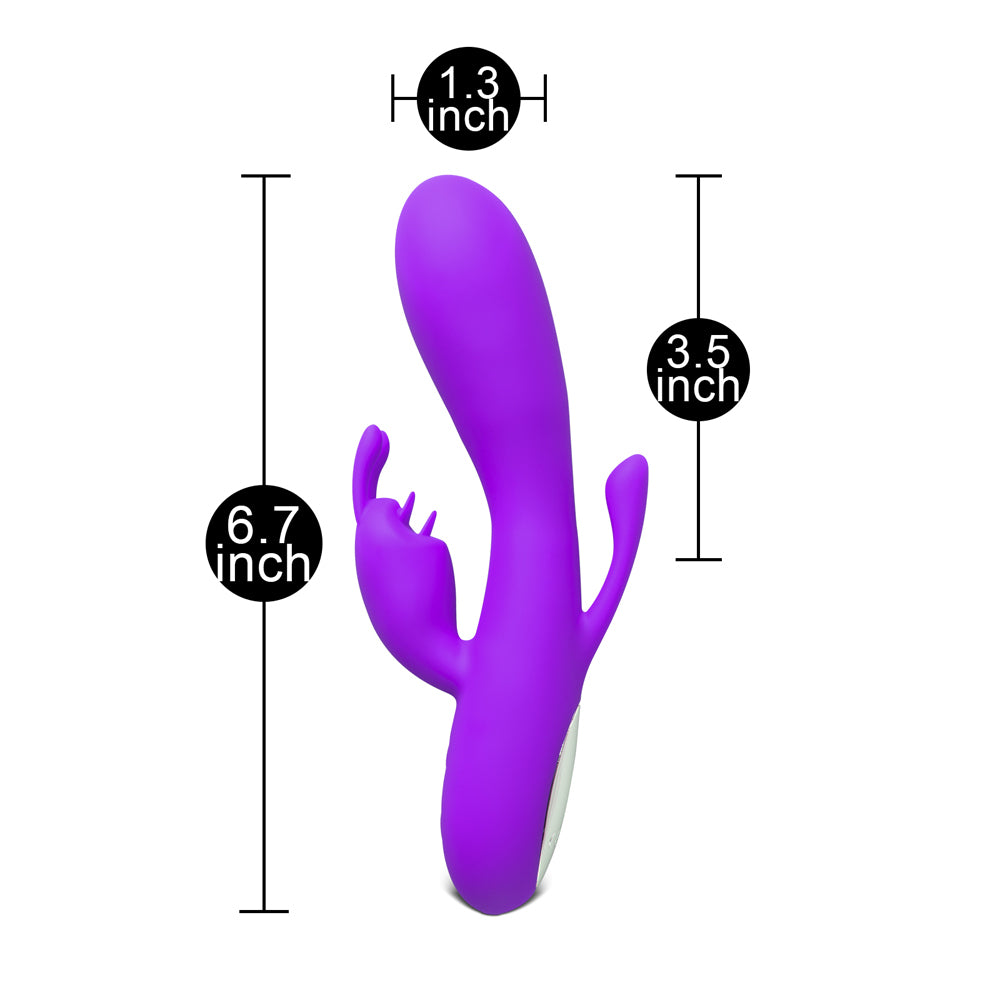Double-Bunny-12-Speed-Silicone-Vibe-Purple|Side View|"silicone design-side view"