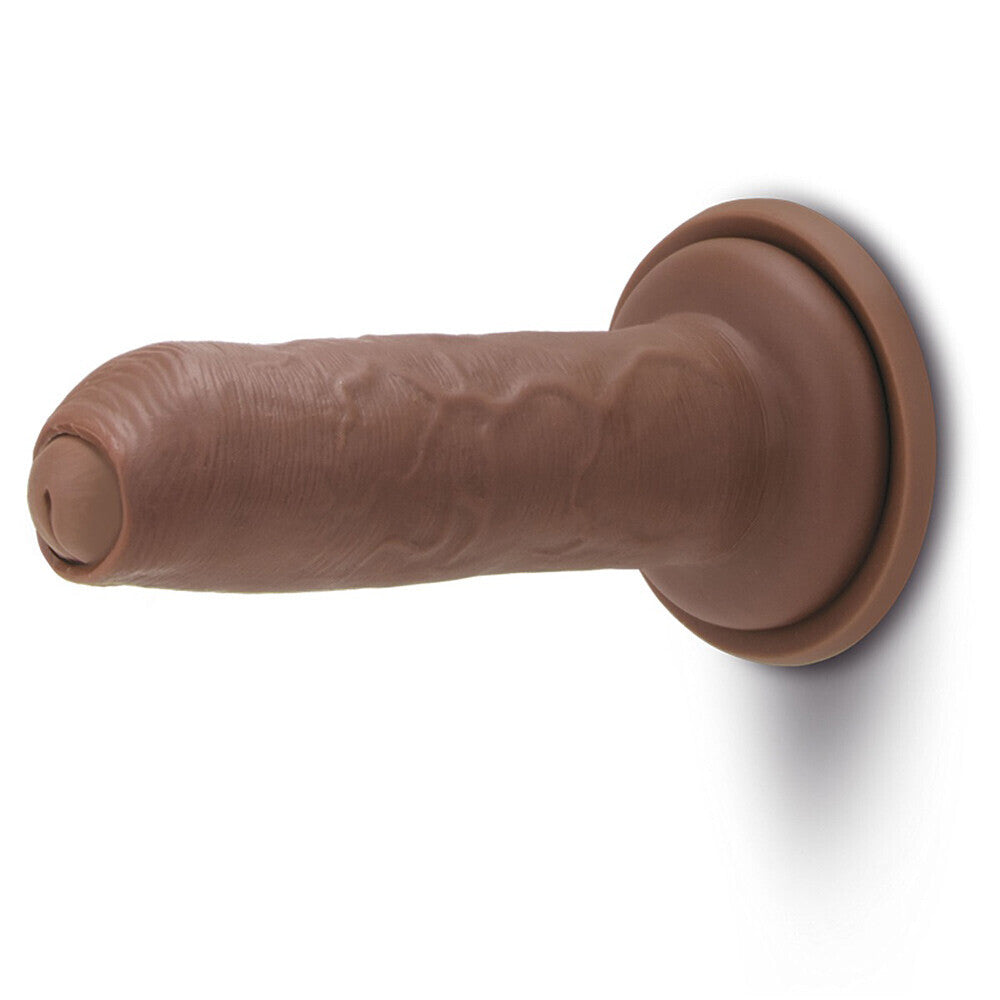 Me You Us Uncut Ultra Cock 6 Inch Dildo Flesh Brown|Side View|"realistic detail - side view"