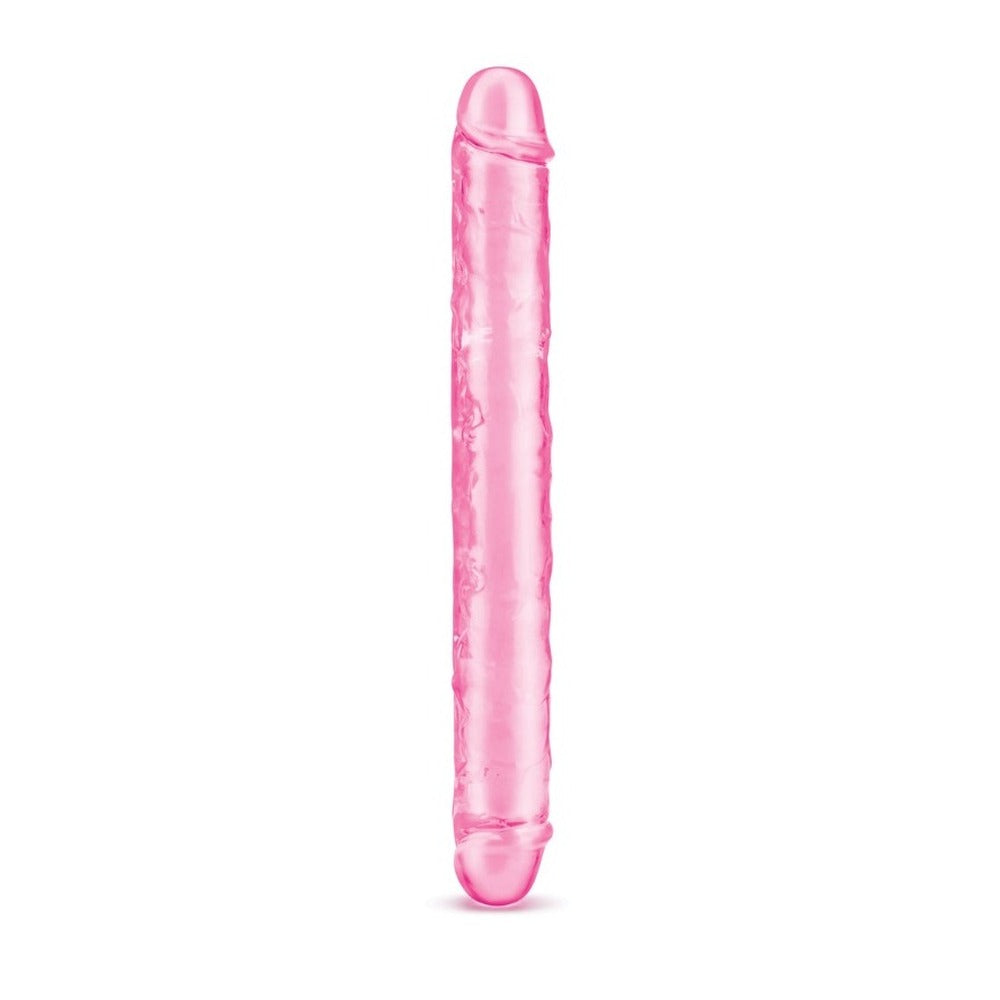 Me You Us Ultra Double Dildo 12 Inches Pink|Front View|"ultra design - front view"