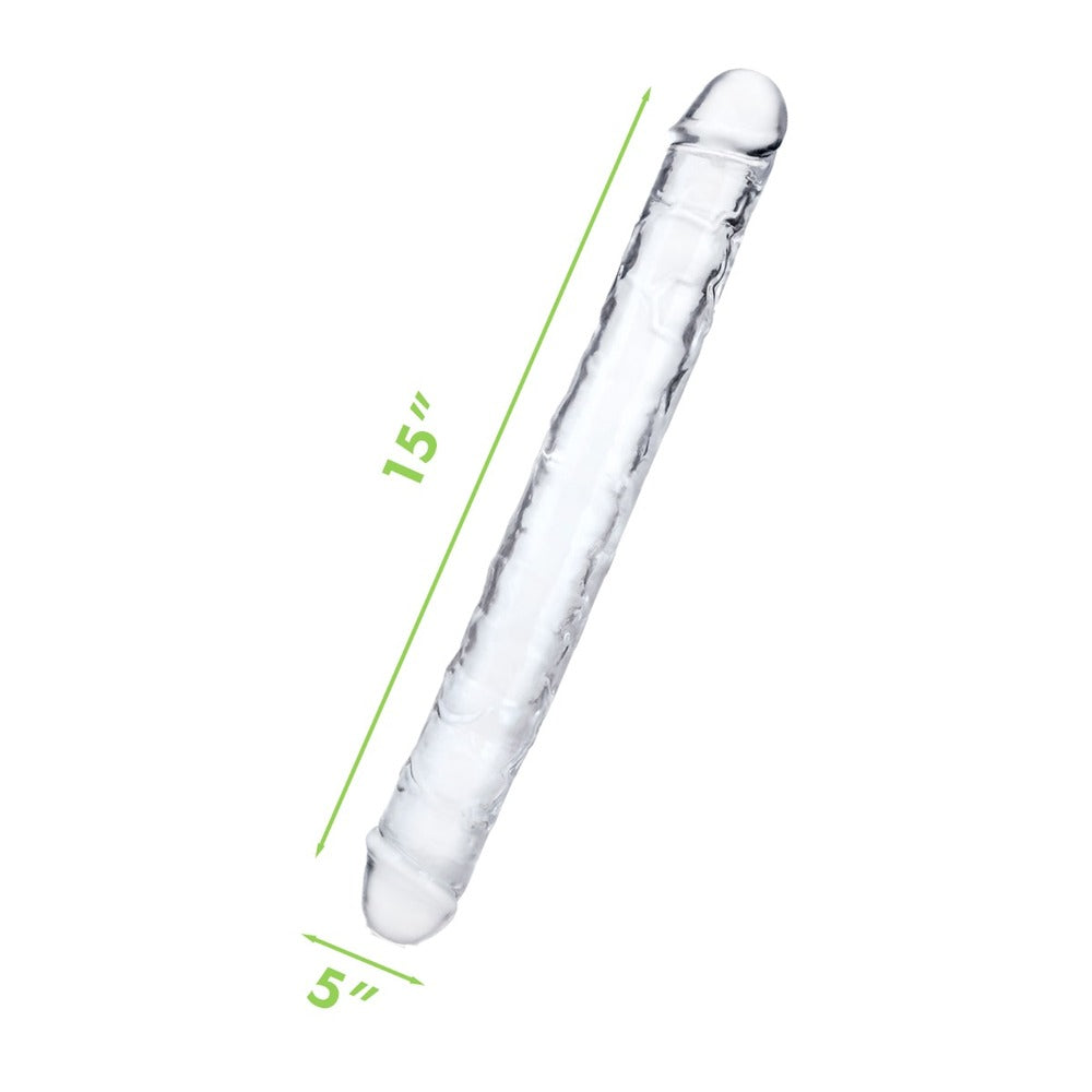 Me You Us Ultra Double Dildo 15 Inches|Side View|"texture detail - side view"