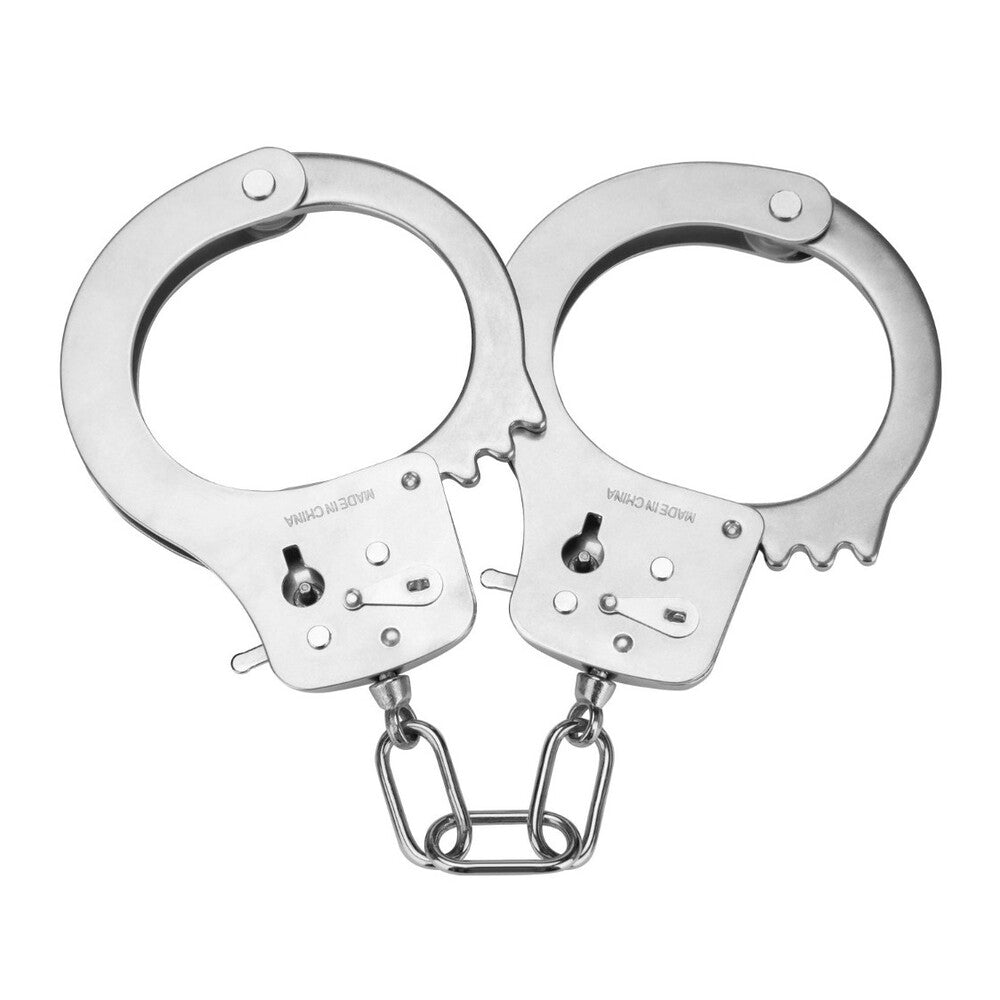 Me You Us Premium Heavy Duty Metal Bondage Handcuffs|Front View|"metal cuffs-front view"|