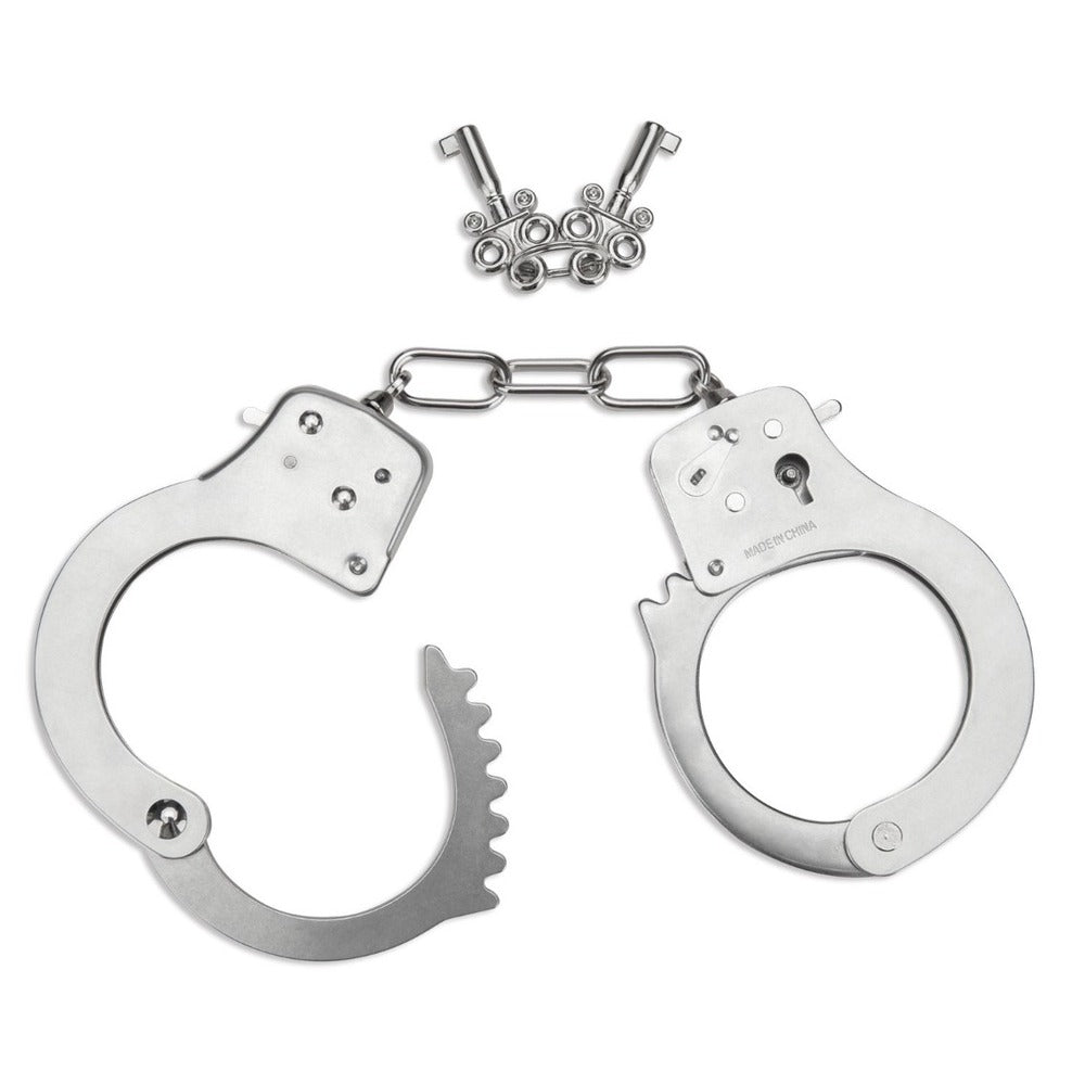 Me You Us Premium Heavy Duty Metal Bondage Handcuffs|Side View|"cuff details-side view"|