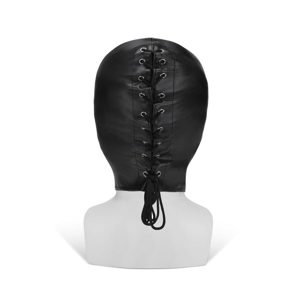 Me You Us PU Black Hood with Eyes|Side View|"eye detail-side view adult toys direct"|