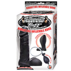 Mack Tuff Vibrating Inflatable Silicone Dong Black 7.5 Inch|Side View|"silicone detail - side view"