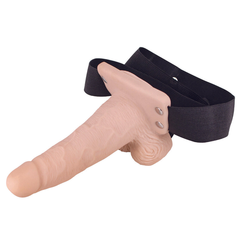 Erection Assistant Hollow Vibrating StrapOn 6 inch Flesh Pink|Front View|"Erection Assistant Hollow Vibrating StrapOn 6 inch Flesh Pink - front view"